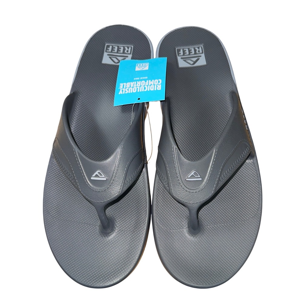 NEW Reef Fanning H2O Sandals Mens 13 Flip Flops Grey Water Friendly CJ8546 Beach